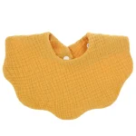 Bavoir bébé en coton forme vague jaune doux et confortable pour nourrissons 01 ans boutons pressions usage quotidien design moderne absorbant hypoallergéniqueปลอด сertifié