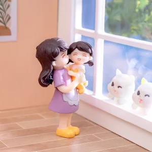 Figurine Auckland mère et enfant décoration intérieure cadeau fête des mères jouet éveil bébé style mignon collection miniature plastique durable 1015 cm