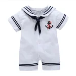 Romper bébé garçon style marin manches courtes coton doux été combinaison marine nouveauné vêtements bébé look stylé confortable soft trendy soft