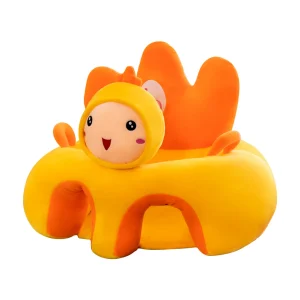 Housse de siège en peluche pour canapé bébé support d’apprentissage assis coussin confortable design cartoon animal jaune et orange cadeau enfant Housse de siège en peluche pour canapé bébé support d’apprentissage assis coussin confortable design cartoon animal jaune et orange cadeau enfant