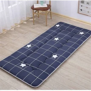 Matelas Tatami pliable confortable coussin épais respirant tapis de sol usage domestique ou camping design moderne coloris bleu et étoiles lit d&rsquo;appoint bébé ou adulte