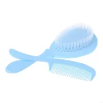 Ensemble peigne brosse bébé soie doux à la chevelure 012 mois accessoire hygièneปลอดzzle bleu