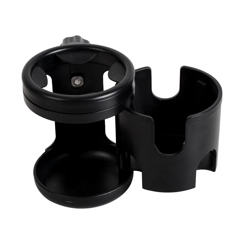 Portegobelet rotatif pour poussette double support bouteille et biberon plastique noir pratique et sécuritaire accessoire bébé