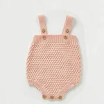 Ensemble vêtements bébé fille et garçon romper sans manches coton printempsautomne rose clair boutons en bois 036 mois cadeau naissance