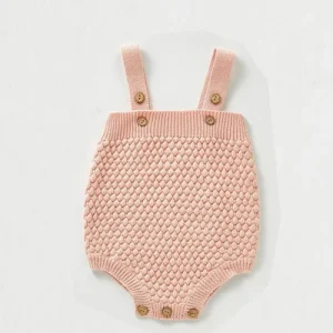 Ensemble vêtements bébé fille et garçon romper sans manches coton printempsautomne rose clair boutons en bois 036 mois cadeau naissance Ensemble vêtements bébé fille et garçon romper sans manches coton printempsautomne rose clair boutons en bois 036 mois cadeau naissance