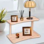Étagère bois naturel deux niveaux design moderne salle à manger bureau chambre rangement décoratif style minimaliste élégant