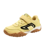 Chaussures enfants garçon baskets sportives antidérapantes jaune vif détails noirs semelle caoutchouc