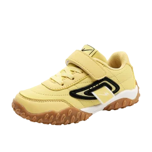 Chaussures enfants garçon baskets sportives antidérapantes jaune vif détails noirs semelle caoutchouc