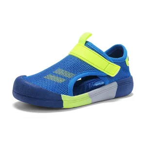 Chaussures d&rsquo;été bébé baskets respirantes antidérapantes pour garçons chaussures plage enfants tailles 2336 bleu et jaune
