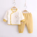 Ensemble vêtements bébé matelassé 2 pièces pyjama nouveauné pantalon jogging printemps automne hiver 06 mois fille garçon doux confort