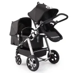 Poussette Double Pliable pour Bébés Absorbe les Chocs 4 Roues Confort et Sécurité Design Élégant Multicolore