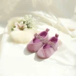 Chaussures princesse pour bébé fille ballerines tissu souple fleurs slipon antiglissant 018 mois cadeau naissance anniversaire