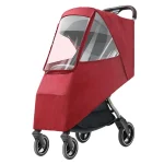 Poussette légère moderne compacte ville voyage tissu rouge transparent capote 4 roues rangement bébé nouveauné