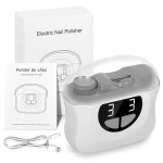 Coupe-ongles électrique 2 en 1 avec lumière LED, broyeur automatique pour bébé et adulte, Mini outils de manucure, soins des ongles – Grey