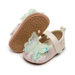 Ballerines Élégantes pour Bébés Filles Brillantes Papillon 3D princesse Mary Coordonnantes Velcro