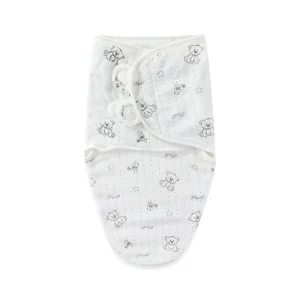 Couverture d’emmaillotage pour bébé en coton doux anticoup de pied design ours et étoiles 03 mois