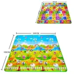 Tapis de jeu éducatif pour bébé 200×180 cm double face motifs animaux éveil sensoriel maternelle chambre bébé PVC sans danger