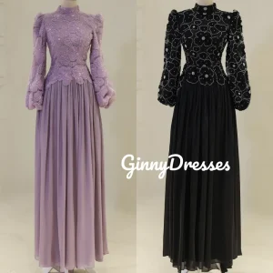 Robes de soirée pour femmes, personnalisées, encolure dégagée, ligne a, dentelle, robes d&rsquo;occasion formelles, fermeture éclair, manches longues, volants, longueur au sol