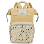 Sac à dos bébé panda jaune grand compartiment poche zippée idéal pour promenades école voyage nouveauné essentiels style moderne jeune maman