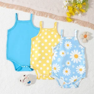 Set 3 bodies bébé fille été 01 ans motifs fleurs pois respirant confortable Set 3 bodies bébé fille été 01 ans motifs fleurs pois respirant confortable