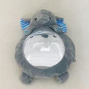 Miroir voiture bébé en peluche éléphant miroir souple facile à installer accessoire de sécurité design enfant tissu doux.usage quotidien