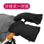 Gants de poussette bébé imperméables chauds antigel fixation Velcro noir synthétique hiver usage quotidien confort parents