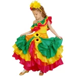 Robe de princesse pour filles, Costume de fête traditionnelle mexicaine, Festival de carnaval brésilien, danse Rumba, Costumes de fête Rave pour enfants – Multicolour