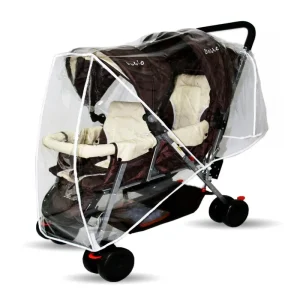 Housse de pluie pour poussette jumeaux imperméable protection contre le vent et la pluie adaptable à deux sièges design moderne et transparent Housse de pluie pour poussette jumeaux imperméable protection contre le vent et la pluie adaptable à deux sièges design moderne et transparent
