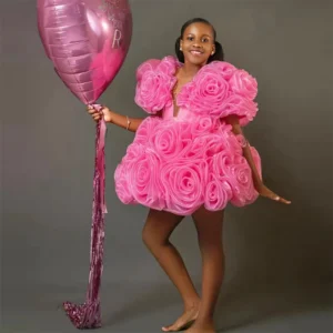 Robe froncée en organza rose à volants pour femme robe de soirée élégante style classique occasion formelle fête d&rsquo;anniversaire mariage soirée