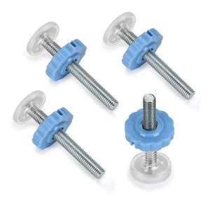 Vis à molette en acier inoxydable avec molet bleu fixation meuble sécurité bébé assemblage facile accessoire pratique 4 pièces par paquet design robuste matériaux durables qualité premium