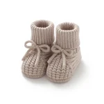 Bottines tricotées bébé 012 mois beige semelles souples antiglisse confort premiers pas nouveauné garçon fille chaussons doux style minimaliste