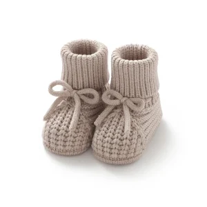 Bottines tricotées bébé 012 mois beige semelles souples antiglisse confort premiers pas nouveauné garçon fille chaussons doux style minimaliste