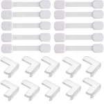 Kit de sécurité bébé serrures tiroirs et protections angles meubles en L 20 pièces PVC design moderne sans perçage protection enfant