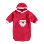 Robe de chambre bébé à capuchon design Père Noël doux polyester idéal pour les fêtes Usage quotidien Confort Durable Élégant Fille Garçon