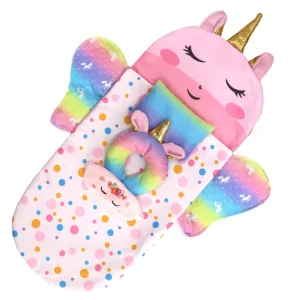 Sac de couchage licorne pour enfant couverture douillette oreiller en anneau accessoires bébé cadeau anniversaire fille thème magique style kawaii Sac de couchage licorne pour enfant couverture douillette oreiller en anneau accessoires bébé cadeau anniversaire fille thème magique style kawaii