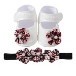 Chaussures de princesse bébé fille fleur de perle mignonnes semelle souple bandeau élastique floral printemps automne naissance
