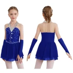 Costume de danse pour enfants filles Tutu élastique Gants en mousseline Robe de ballet Accessoires de spectacle Élégant Moderne
