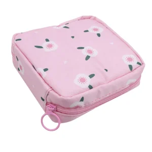 Sac de rangement floral pour serviettes hygiéniques couches bijoux cartes de crédit Organisateur portable style mignon couleur rose pâle idéal pour filles adolescentes et jeunes mamans Sac de rangement floral pour serviettes hygiéniques couches bijoux cartes de crédit Organisateur portable style mignon couleur rose pâle idéal pour filles adolescentes et jeunes mamans