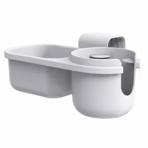 Portebouteille multifonction pour poussette bébé design épuré 2 compartiments noir/gris 22.5×10.5×9 cm