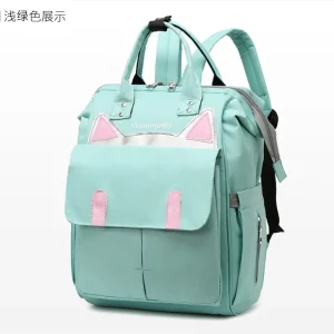 Sac à dos bébé multifonctionnel maman design chat oreilles tissu résistant compartiments spacieux portage confortable style moderne