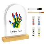 Kit d’empreintes de mains familiales DIY créatif personnalisé pour bébé déco murale cadeau original fête des mères