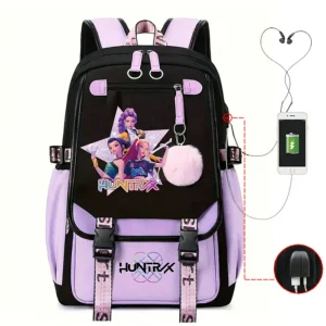 Sac à dos HUNTRX design moderne pour enfants adolescents USB portable compartiments rangements style coloré