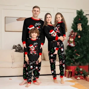 Pyjamas Noel famille correspondant mère fille père fils imprimé père noël dessin animé doux ensemble pyjama Noel Look cosy