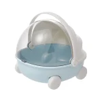 Boîte de rangement bébé compacte portable transparente design moderne bleu clair jouets collations antipoussière poussette sac à langer cadeau