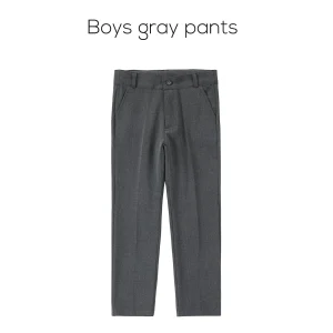 Pantalon garçon collection automne 2025 coton polyester coupe régulière boutons gris tenue enfant polyvalente confortable