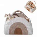 Caddie à couches multiusage bébé panier rangement corde coton grande capacité table à langer essentiels voyage voiture