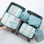 Sac de voyage en poudre pour bagages couverture chaussures organisateurs valise cubes d’emballage ensemble de 7 pièces  bébé rangement sécurité qualité Sky Blue