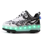 Chaussures enfants illuminées LED camouflage style sportif logo flamme sécurité confort moderne design élégant pour filles garçons cadeau fun