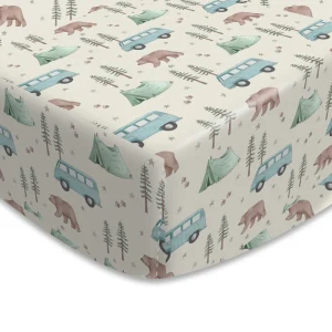 Drap de berceau Happyflute en polyester housse de lit enfant design nature et randonnée 140×200 cm hypoallergénique confortable et sécurisé