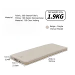 Matelas gonflable portable Mountainhiker lit autogonflant coussin de fromage 200x70x10 cm beige 1.9 kg